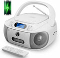 CD Cassette Player Combo Boombox - Rechargeable Bluetooth Player