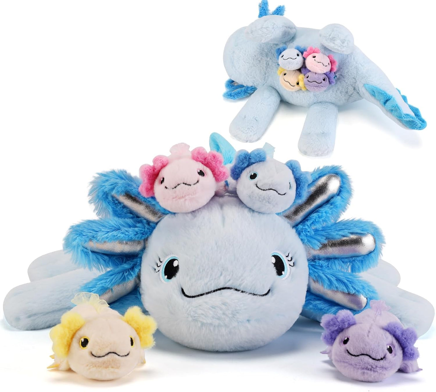 5 Pieces Axolotl Stuffed Animals with Surprise Babies Inside