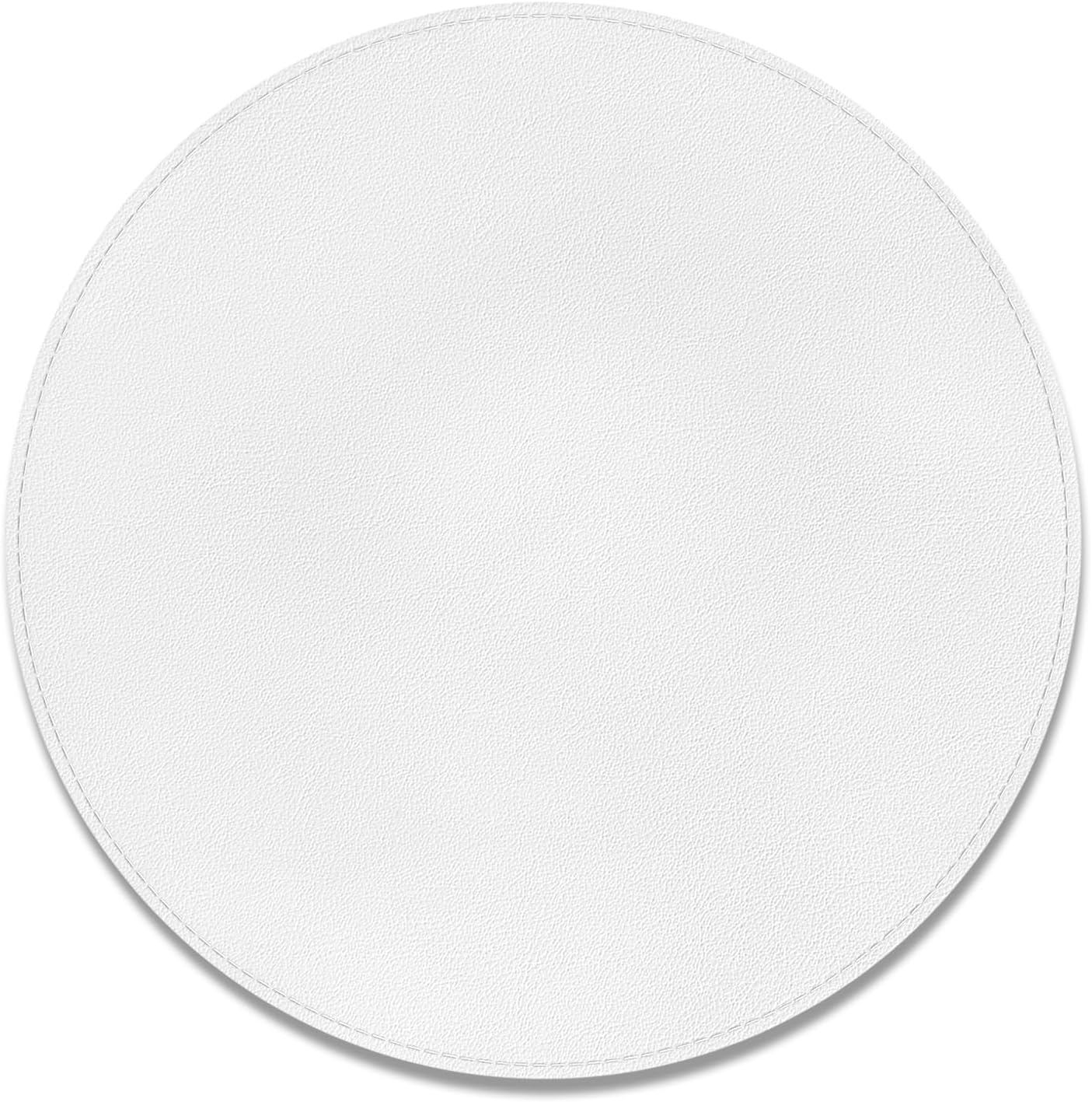 Waterproof White Leather Mouse Pad, Non-Slip Base, Round 8.7 - Hsxnam
