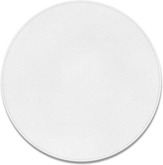 Waterproof White Leather Mouse Pad, Non-Slip Base, Round 8.7 - Hsxnam