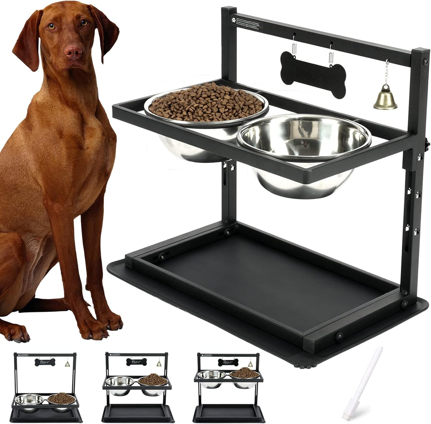 Elevated Dog Bowls for Large and Medium Dogs with Adjustable Height