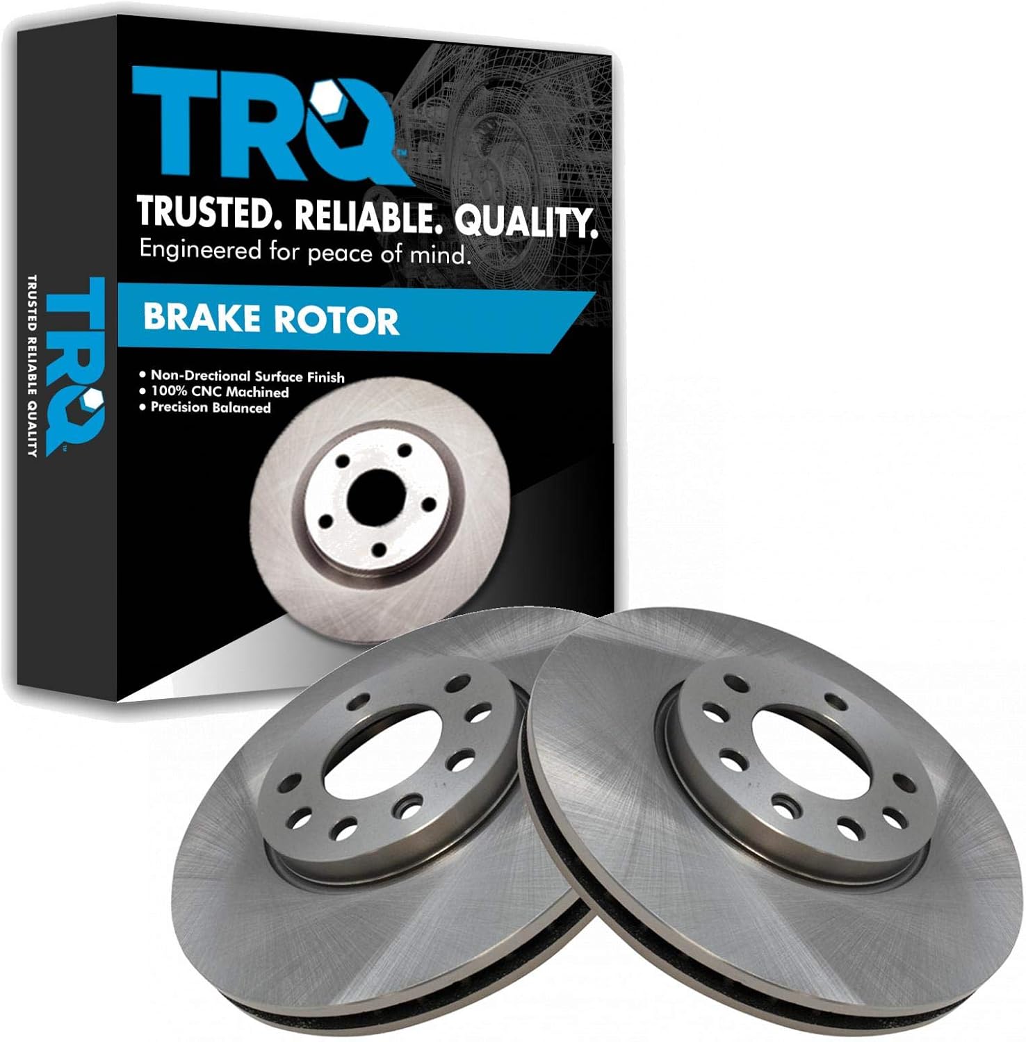 TRQ Front Brake Rotors Set Vented for Saab 9-3 and 9-3X