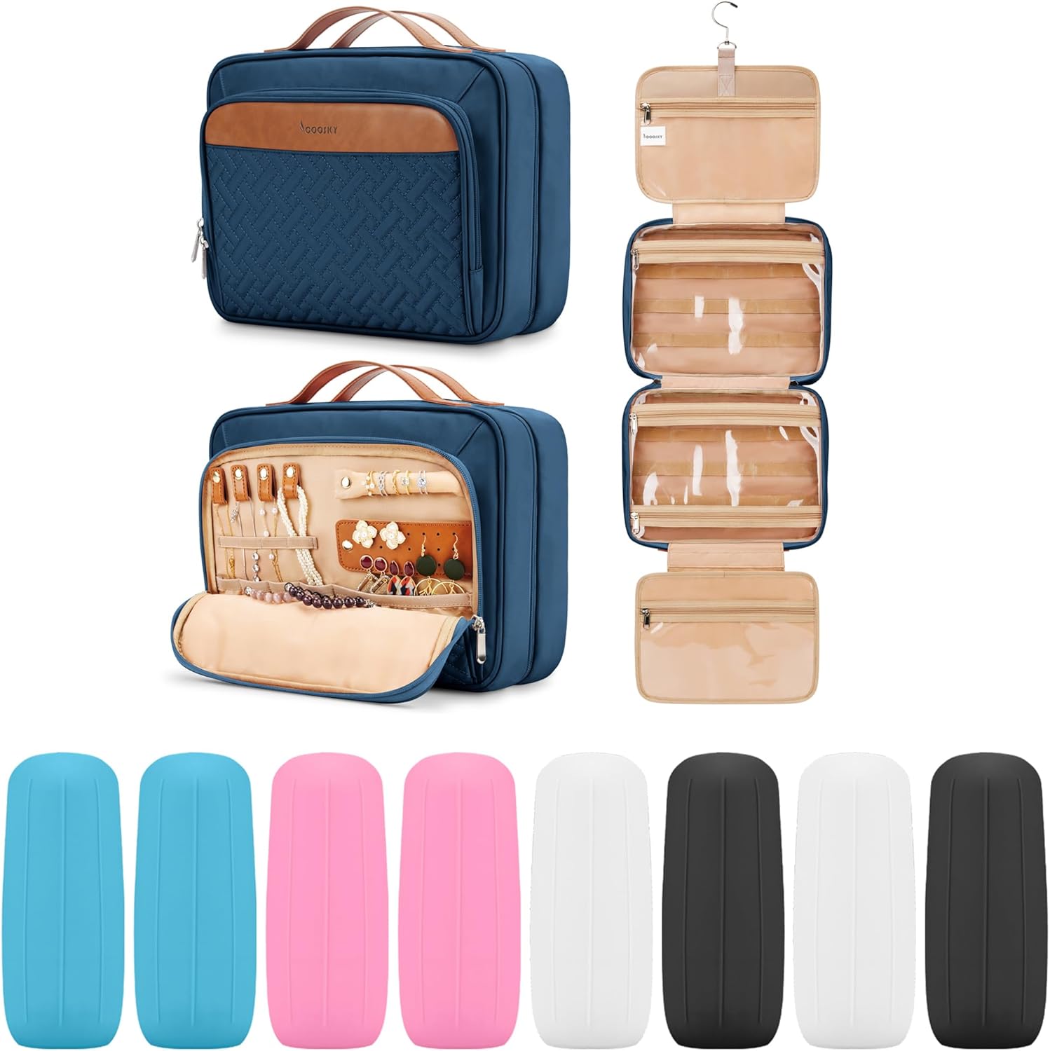 Travel Hanging Toiletry Bag for Women with Jewelry Organizer