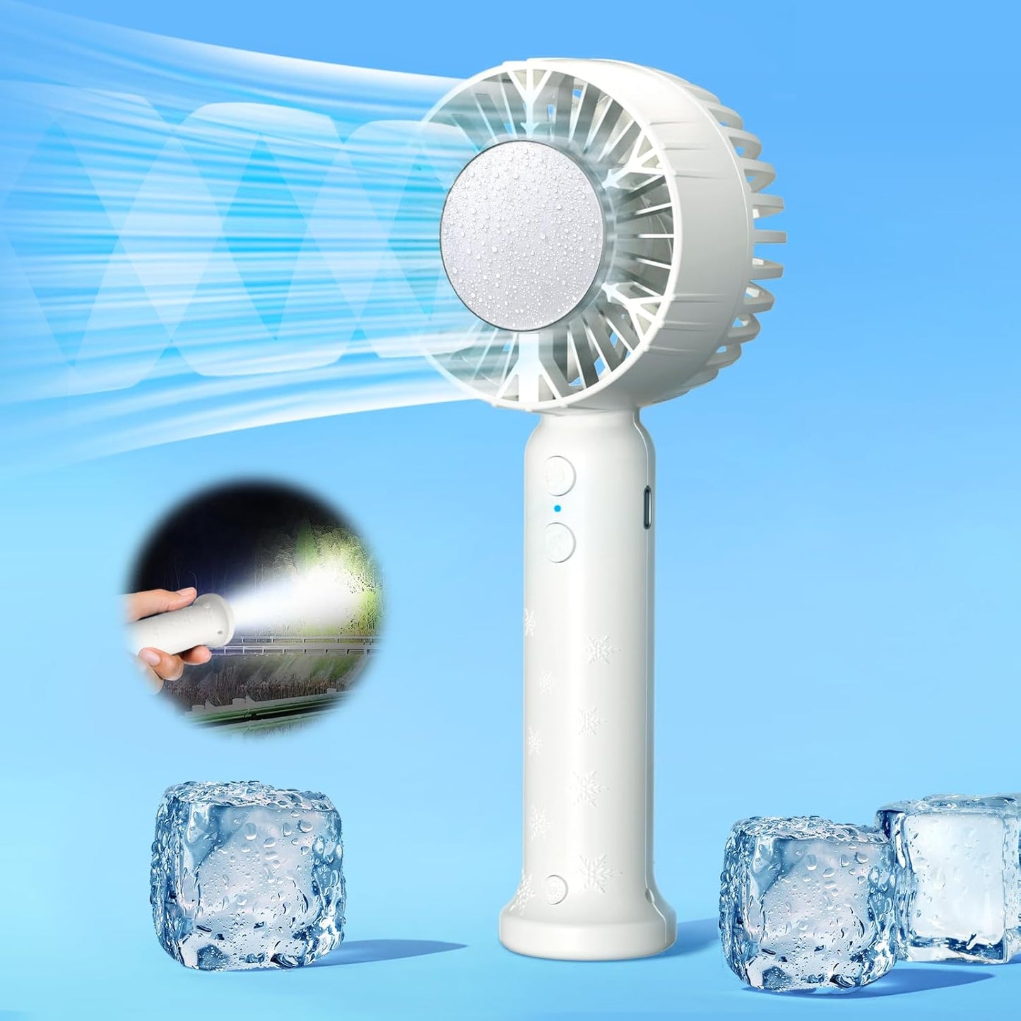 WHOLEV Portable Handheld Fan: Quick Ice-Cooling
