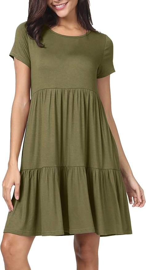 Levaca Women Summer Ruffle Loose Swing Casual Dress Review