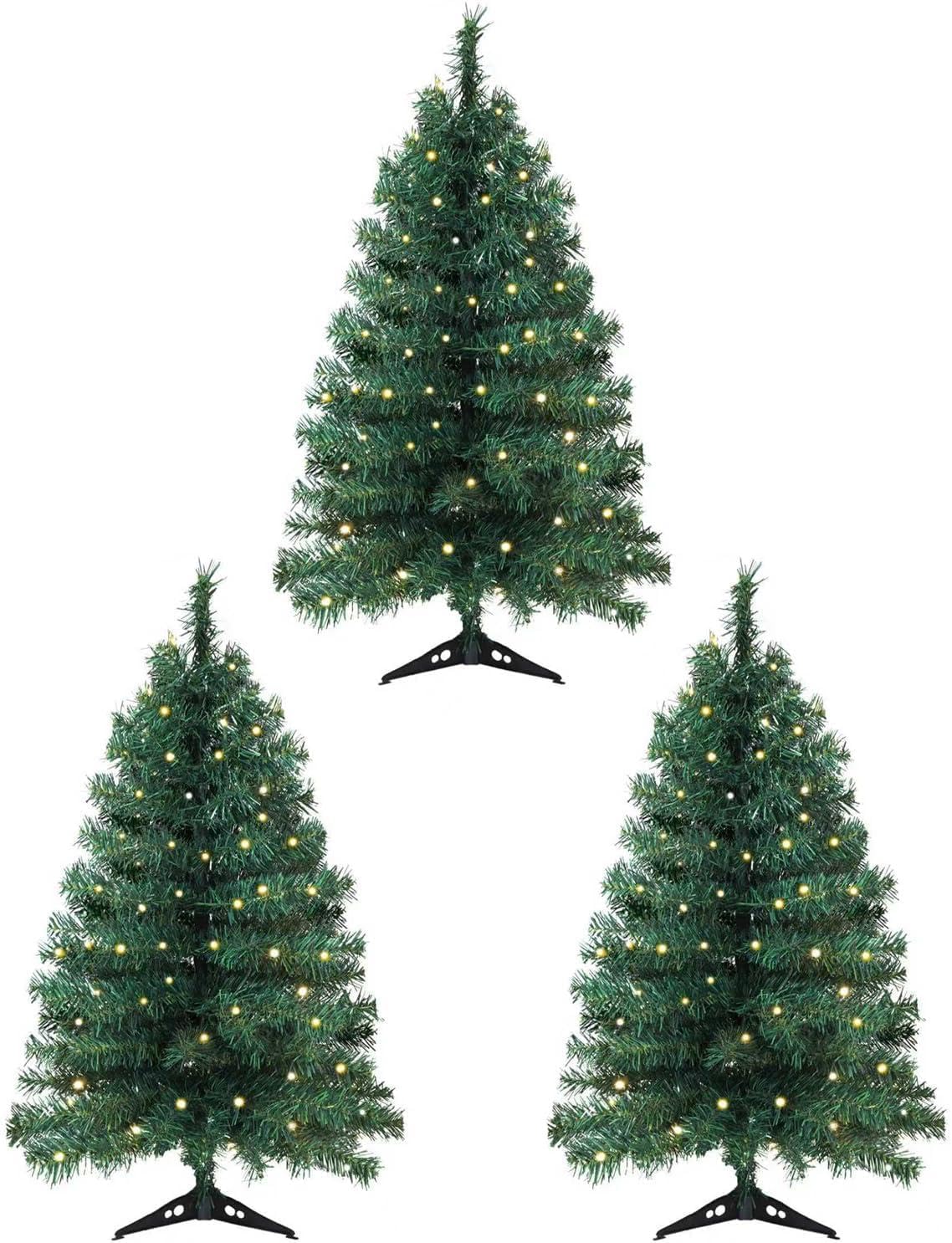 3ft Artificial Pre-lit Christmas Pine Tree with LED Lights