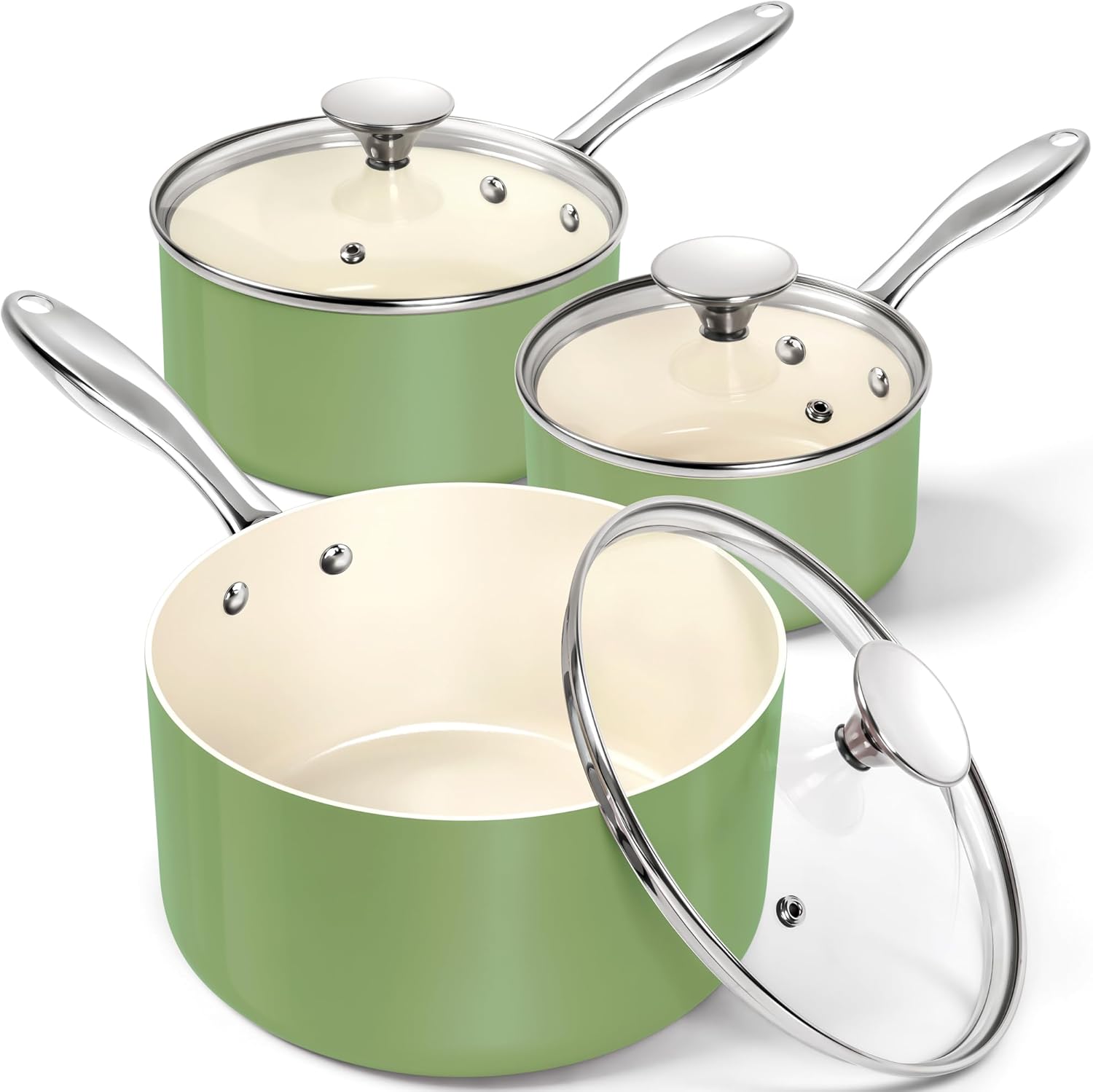 Non-Toxic MICHELANGELO Sauce Pan Set - Healthy Cooking Made Easy