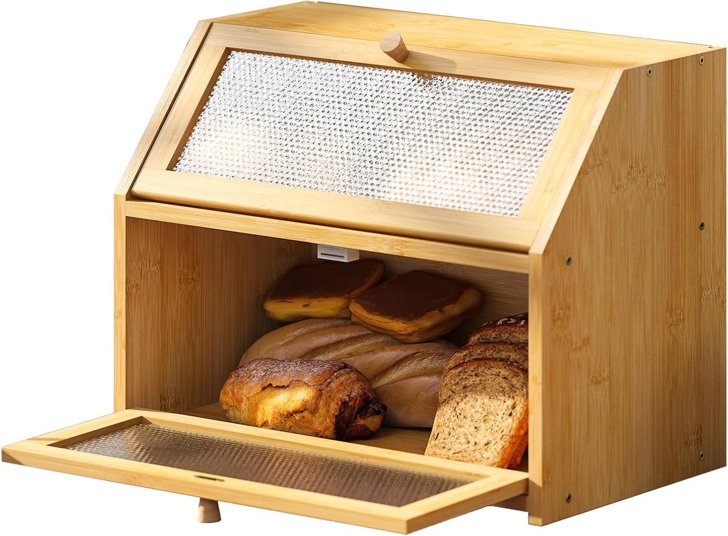 Extra Large Double Layer Bread Box for Kitchen Countertop Storage