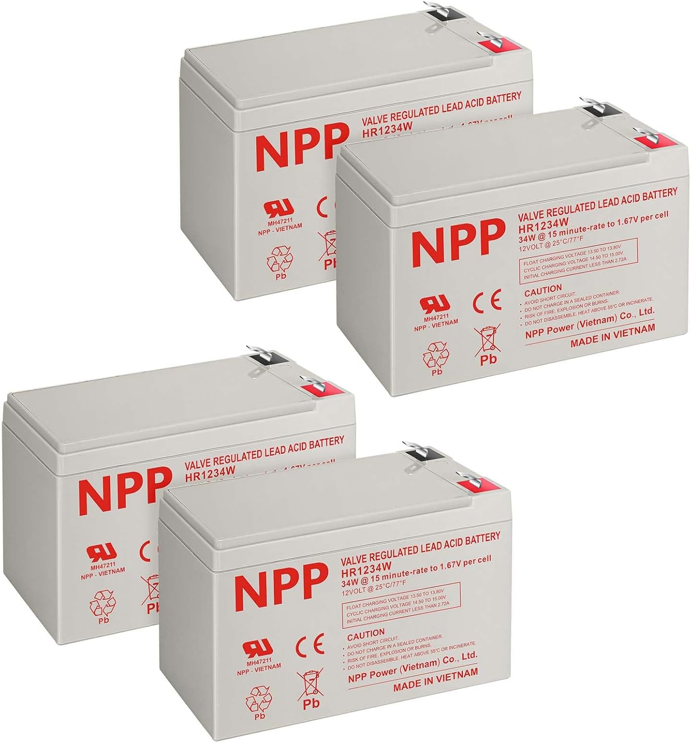 High Rate HR1234W 12V 9Ah AGM Sealed Lead Acid Battery Pack