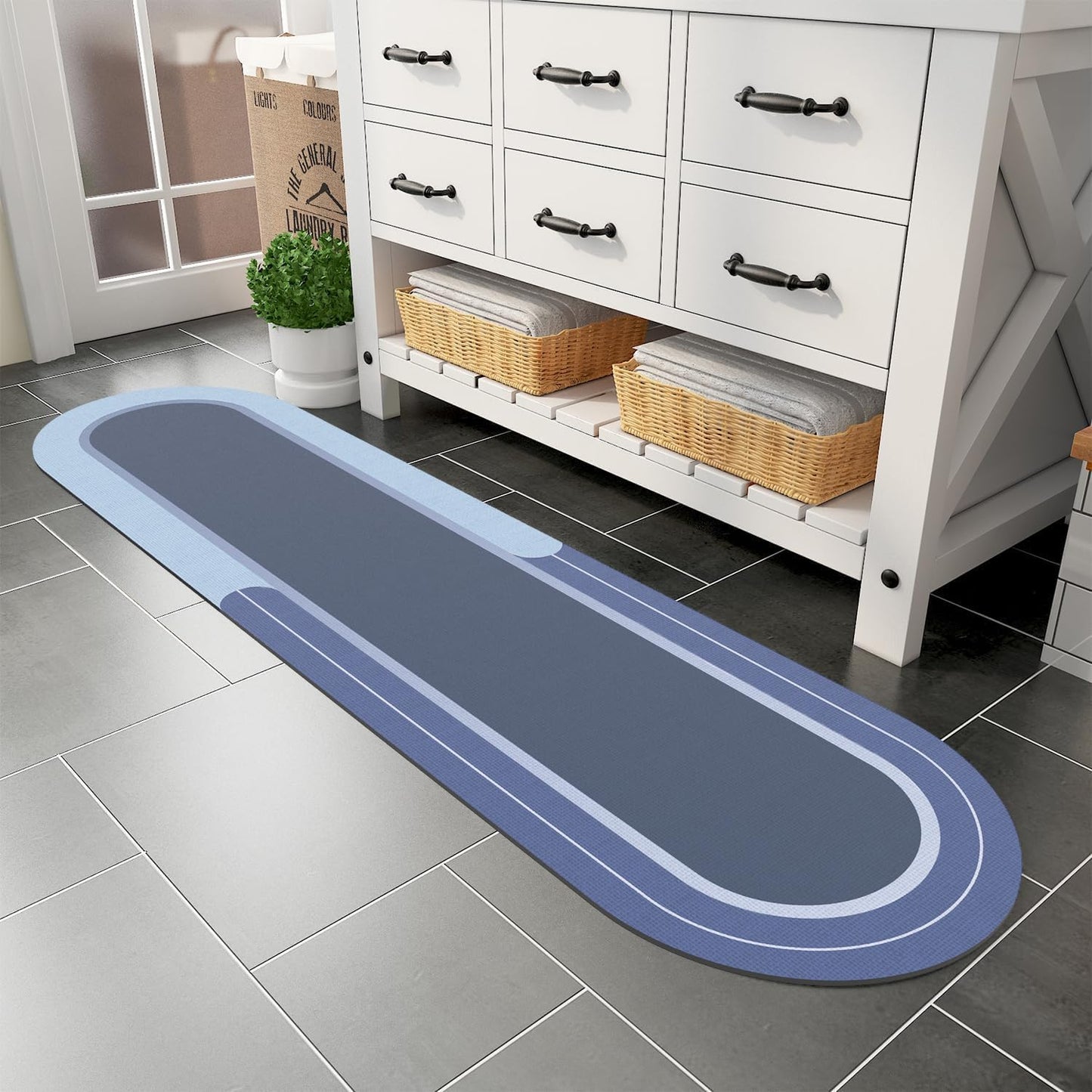 MontVoo Bath Mat Runner - Non Slip Absorbent Quick Dry Rug