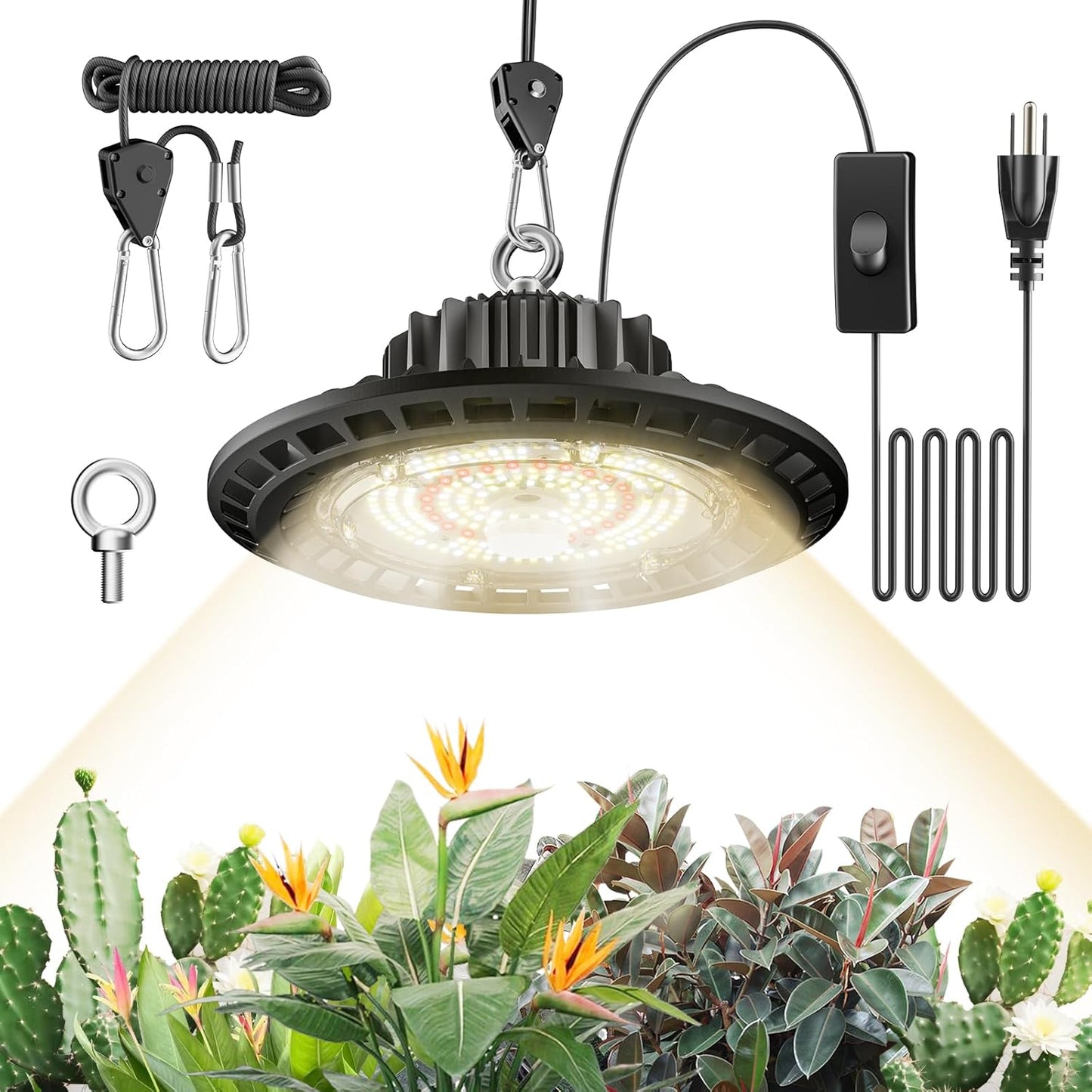100W Hanging LED Grow Light for Indoor Plants - Full Spectrum UFO