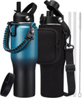 32oz 40oz Insulated Water Bottle with Paracord Handle - Fits Car Cup