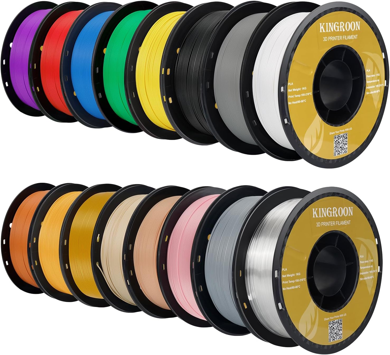 Kingroon 16KG PLA Filament Bundle for 3D Printing Projects