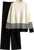 Tanming Women's Lounge Set 2 Piece Knitted Sweater & Wide Leg Pants