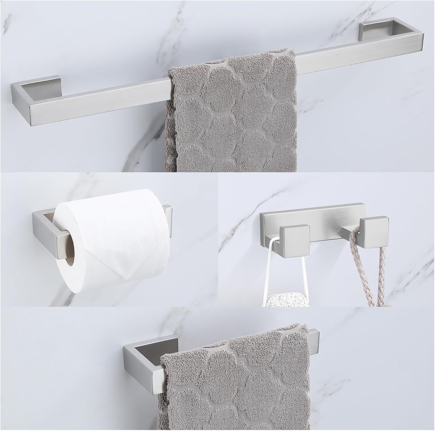 Brushed Nickel Bathroom Hardware Set for Stylish Home Decor