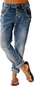 Flamingals Stretchy Straight Leg Low Rise Jeans - 90s Trendy Denim