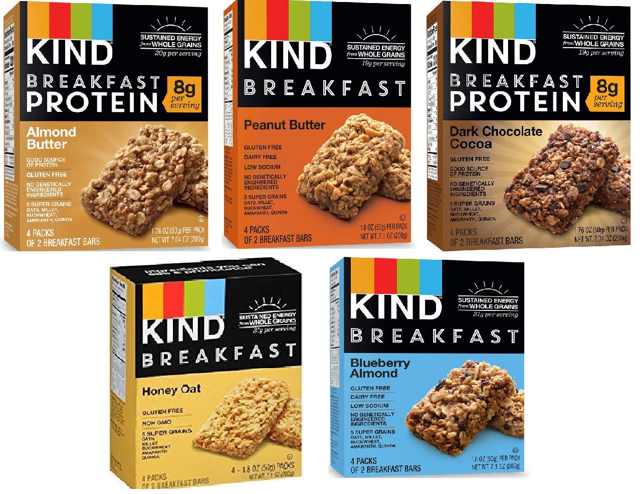 Kind Breakfast Bars Variety Pack: 40 Delicious Gluten Free Bars