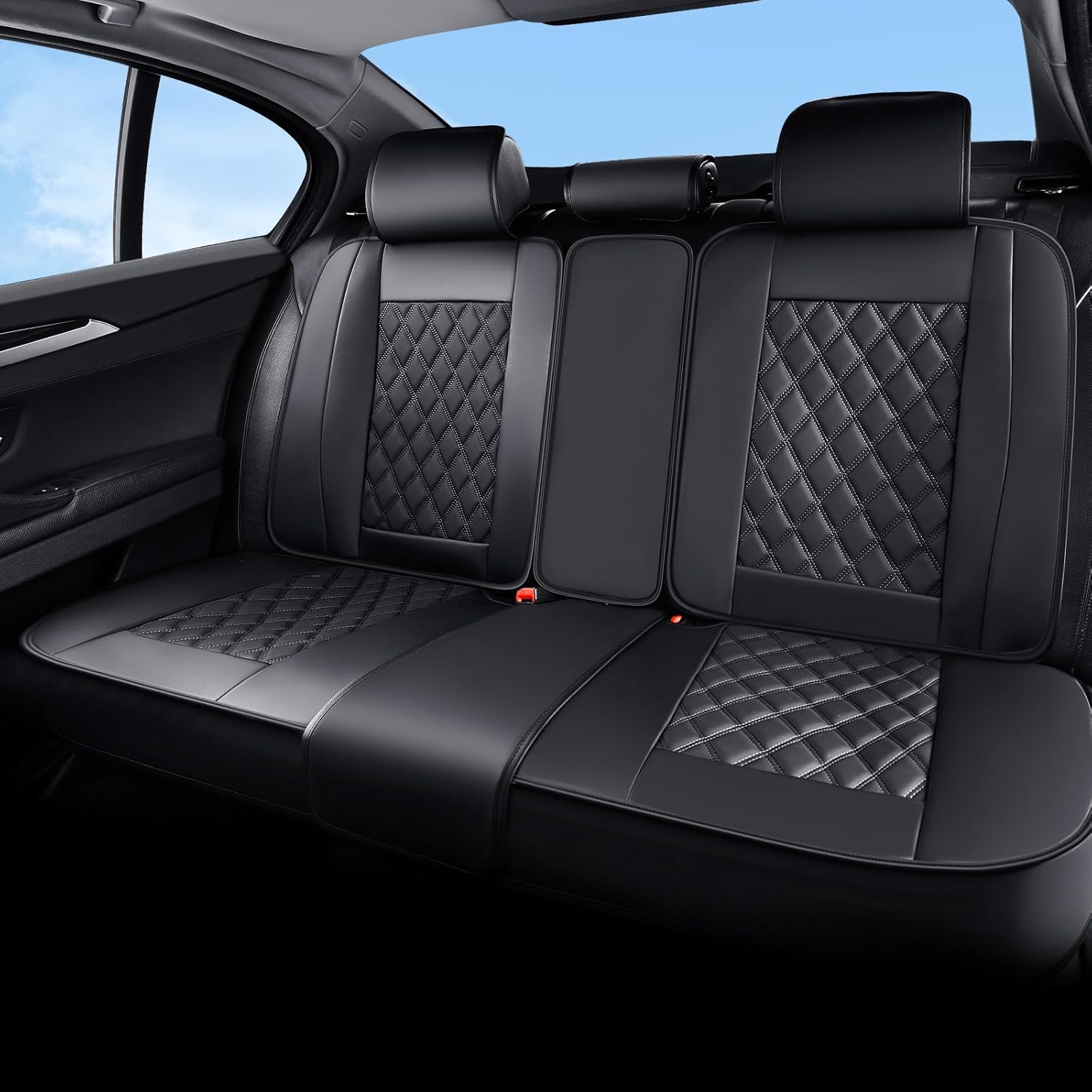 Huidasource Car Rear Seat Covers - Stylish Black Leather Design