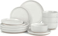 LIANYU Dinnerware Sets 12 Piece for 4 - Durable Snowy White Stoneware