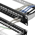 Rapink Patch Panel 24 Port Cat6A Inline Keystone 1U - Toolless 10G