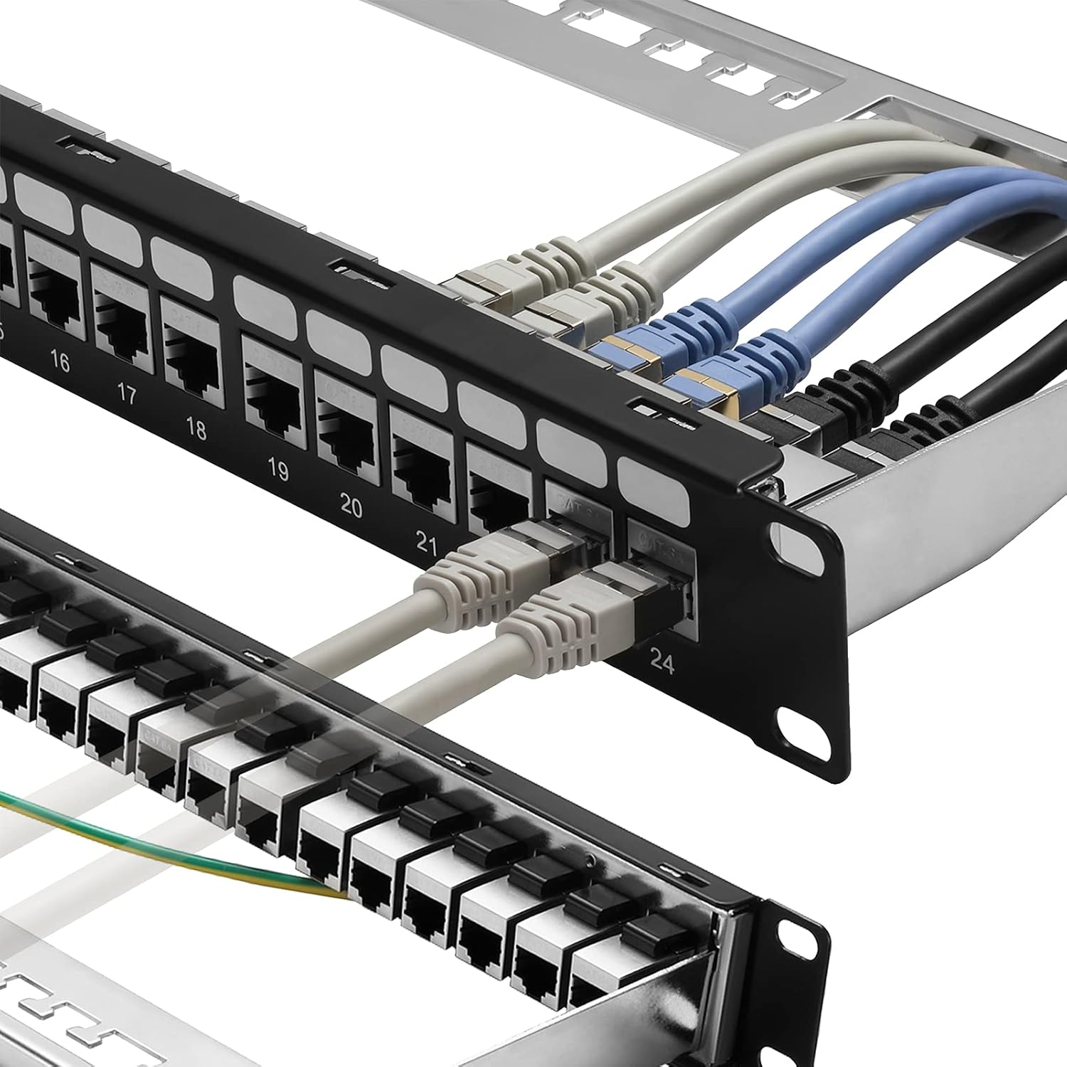 Rapink 24 Port Cat6A Patch Panel for Easy Home Networking Setup