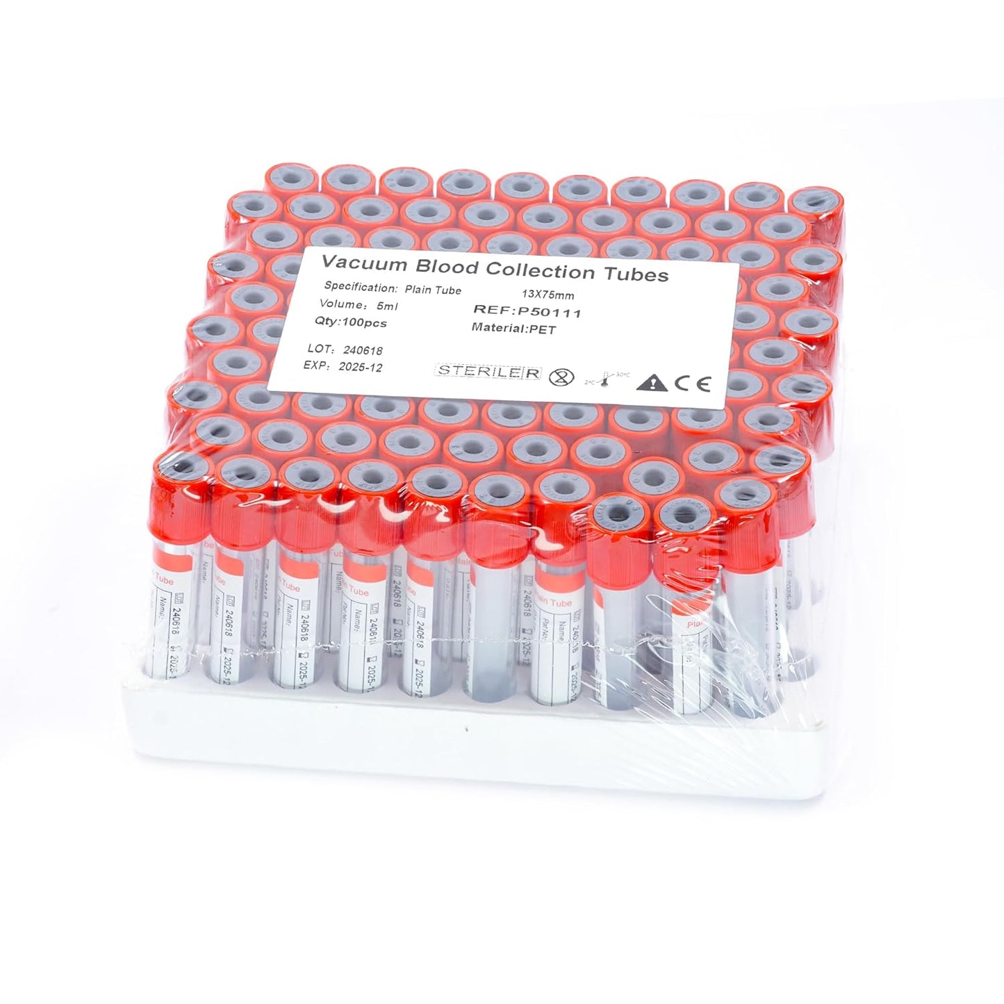 Vacutainer Blood Collection Tubes for Pet Animals - 100 Pcs