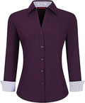 Womens Button Down Long Sleeve Bamboo Stretch Work Blouse - Regular