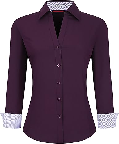 Esabel.C Womens Button Down Shirts Long Sleeve Bamboo Stretch Blouse