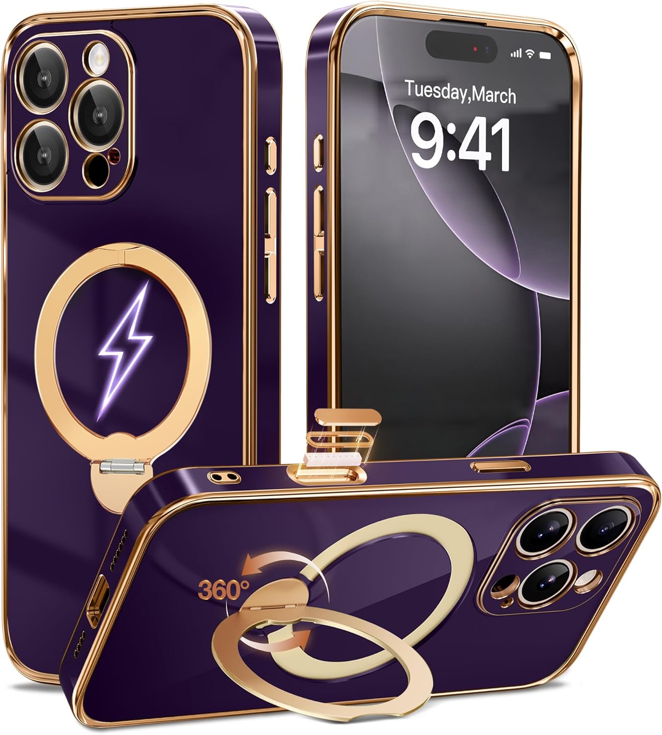 GolbinBox iPhone 16 Pro Case with 360 Spin Magnetic Stand
