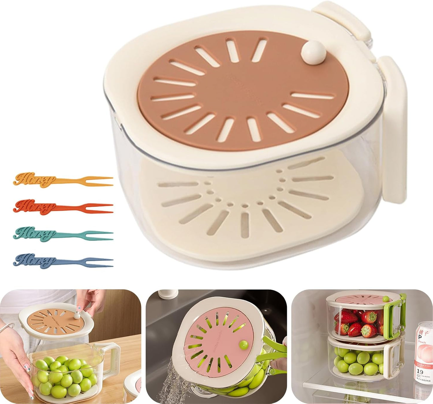 Neacus 2-In-1 Fruit Strainer: Easy Wash & Drain