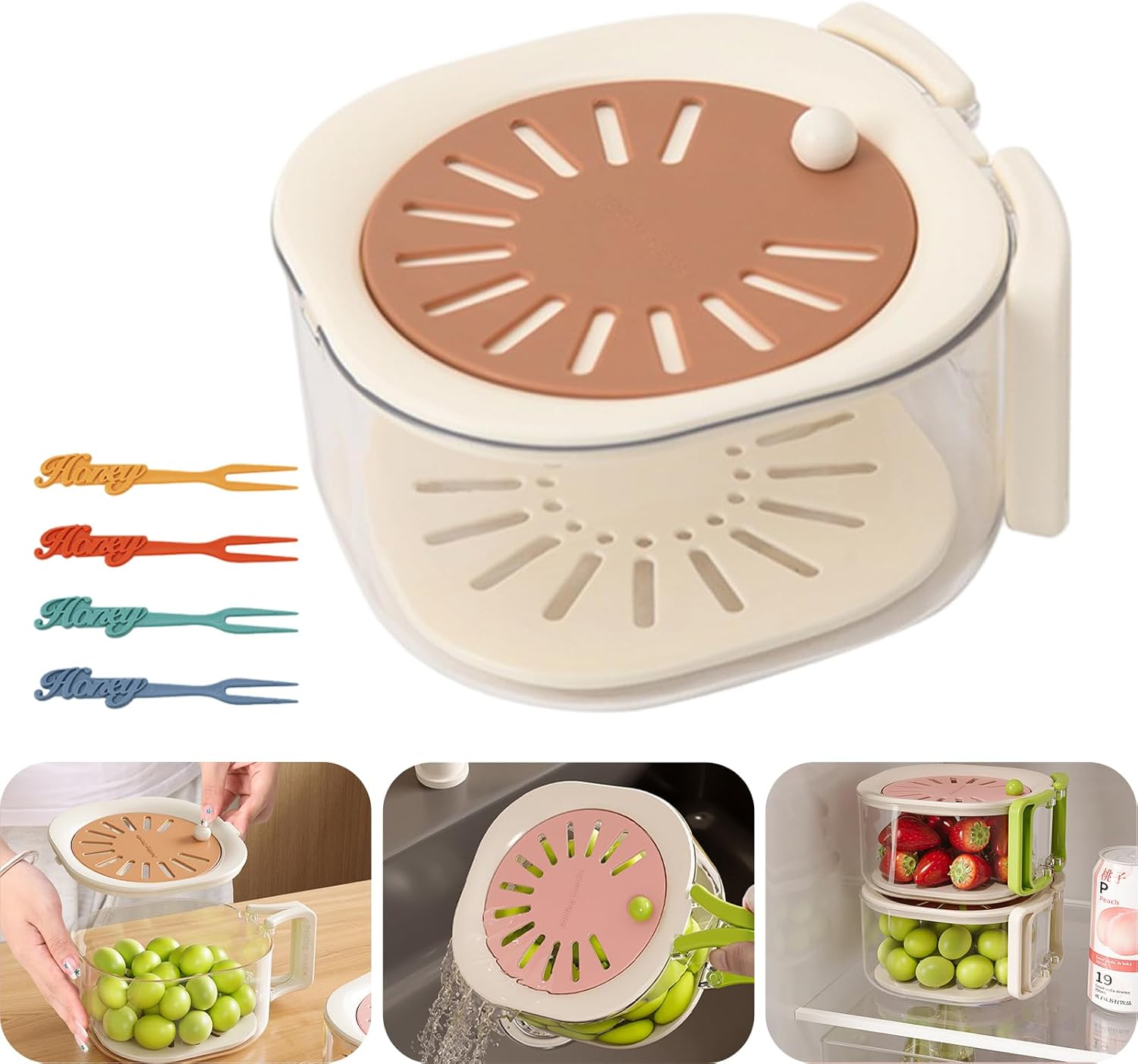 Neacus 2-In-1 Fruit Strainer: Easy Wash & Drain
