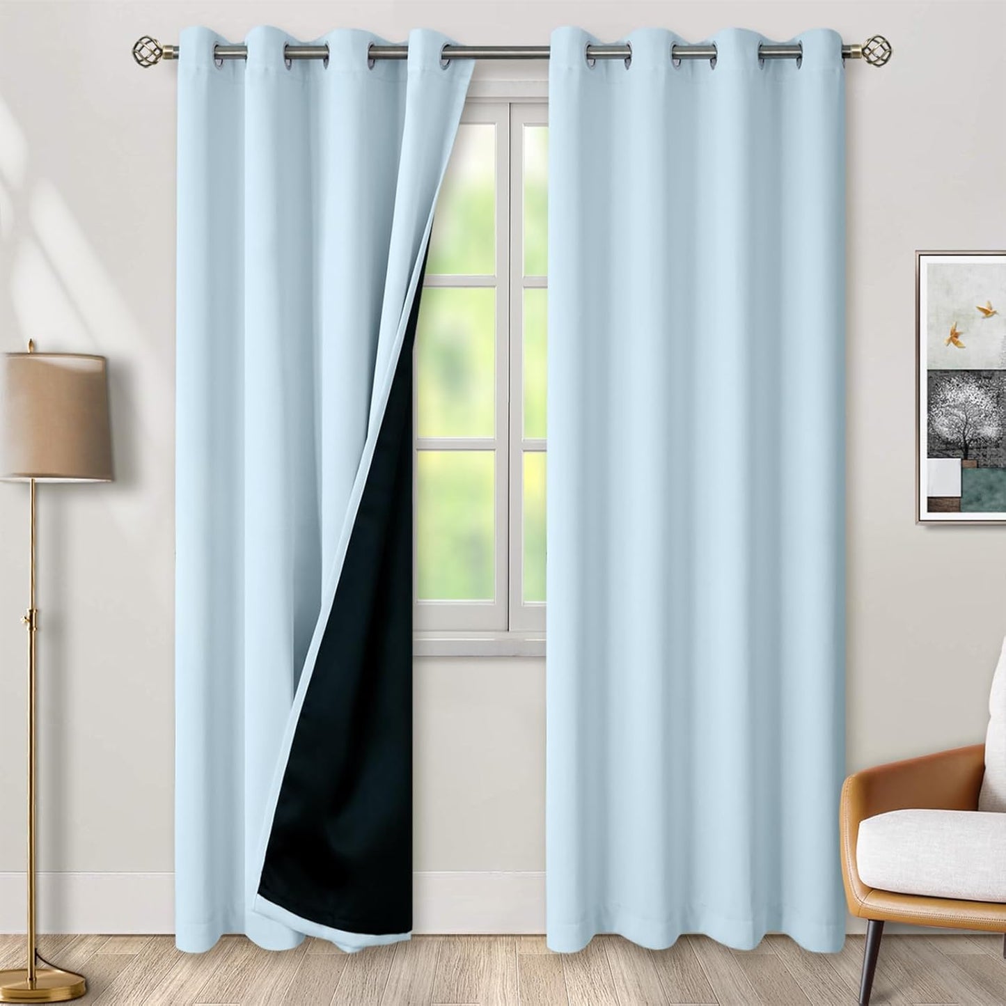 BGment Baby Blue Blackout Curtains for Nursery 84 Inch Length