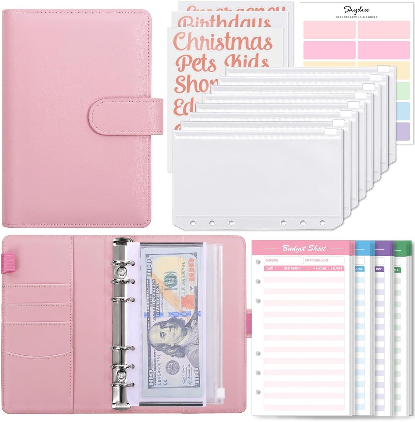 SKYDUE Budget Binder with Zip Envelopes: Money & Expense Organized!