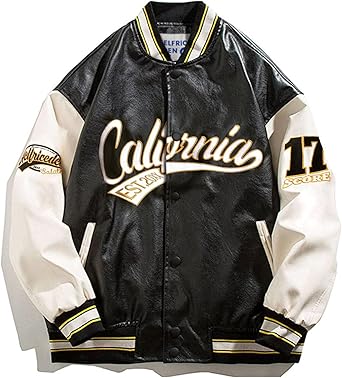 Aelfric Eden Mens Faux Leather Varsity Jacket for Streetwear