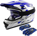 Kids Motocross Helmet Blue Flame Medium - DOT Certified