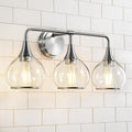 Brushed Nickel Bathroom Vanity Light with Clear Glass Shades
