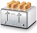 Toaster 4 Slice Stainless Steel Toaster with Extra Wide Slots