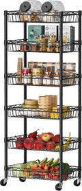 6 Tier Wire Basket Shelf - Slim Adjustable Storage Rack for Corners