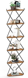 6 Tier Corner Shelf Stand - Space-Saving Industrial Display Shelf