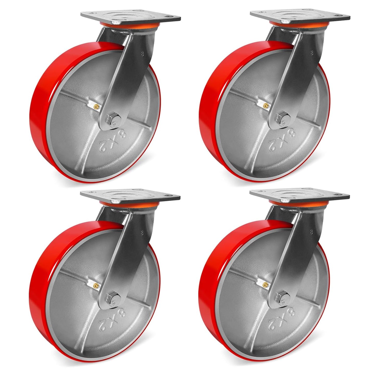 8in Heavy Duty Casters Set of 4 for Industrial Use and More