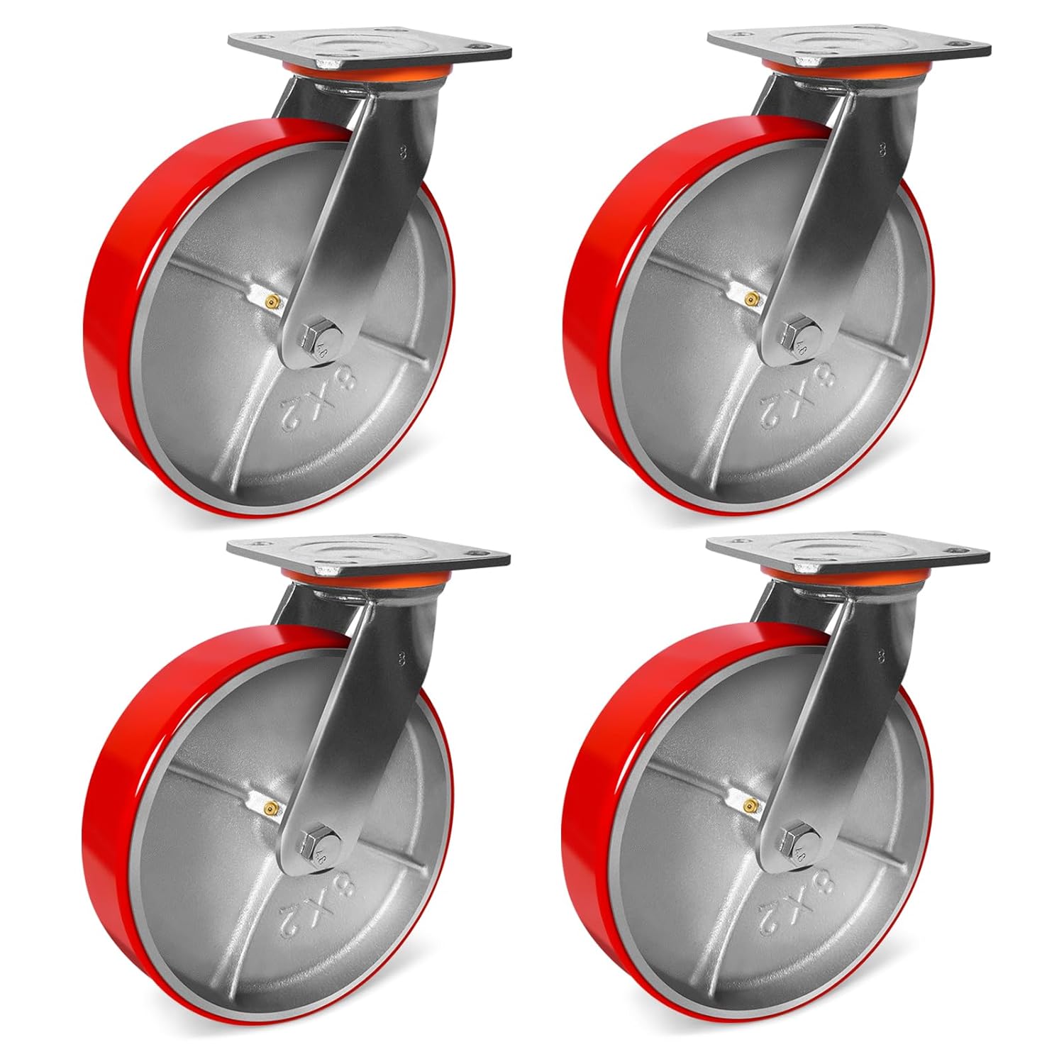8in Heavy Duty Casters Set of 4 for Industrial Use and More