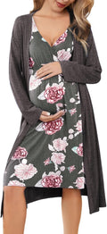 Maternity Nursing Gown and Robe Set - Sleeveless Dress + Robe
