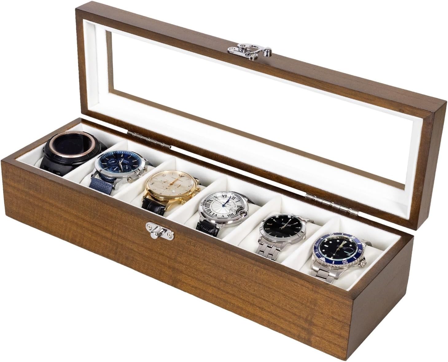 Watch Box Organizer for Men Women with Large Glass Lid