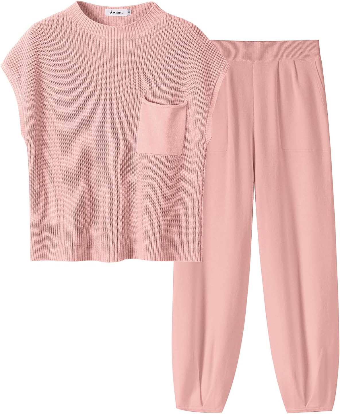 Stylish Women's Two Piece Outfits Knit Sweater Vest and Pants