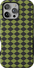 Casely iPhone 16 Pro Case Wicked Hex Green Checkered - Bold Protection