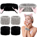 AMCAMI Spa Set: Cat Ears Headband & Face Washing Wristband