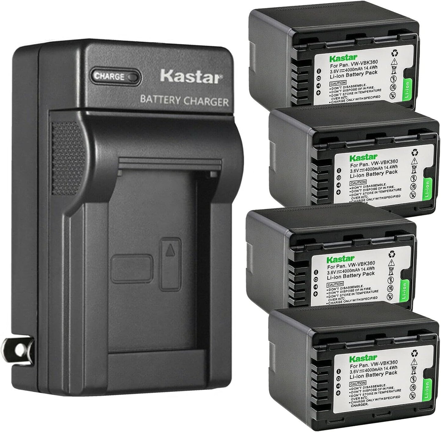Kastar 4-Pack Battery and AC Wall Charger for Panasonic Cameras