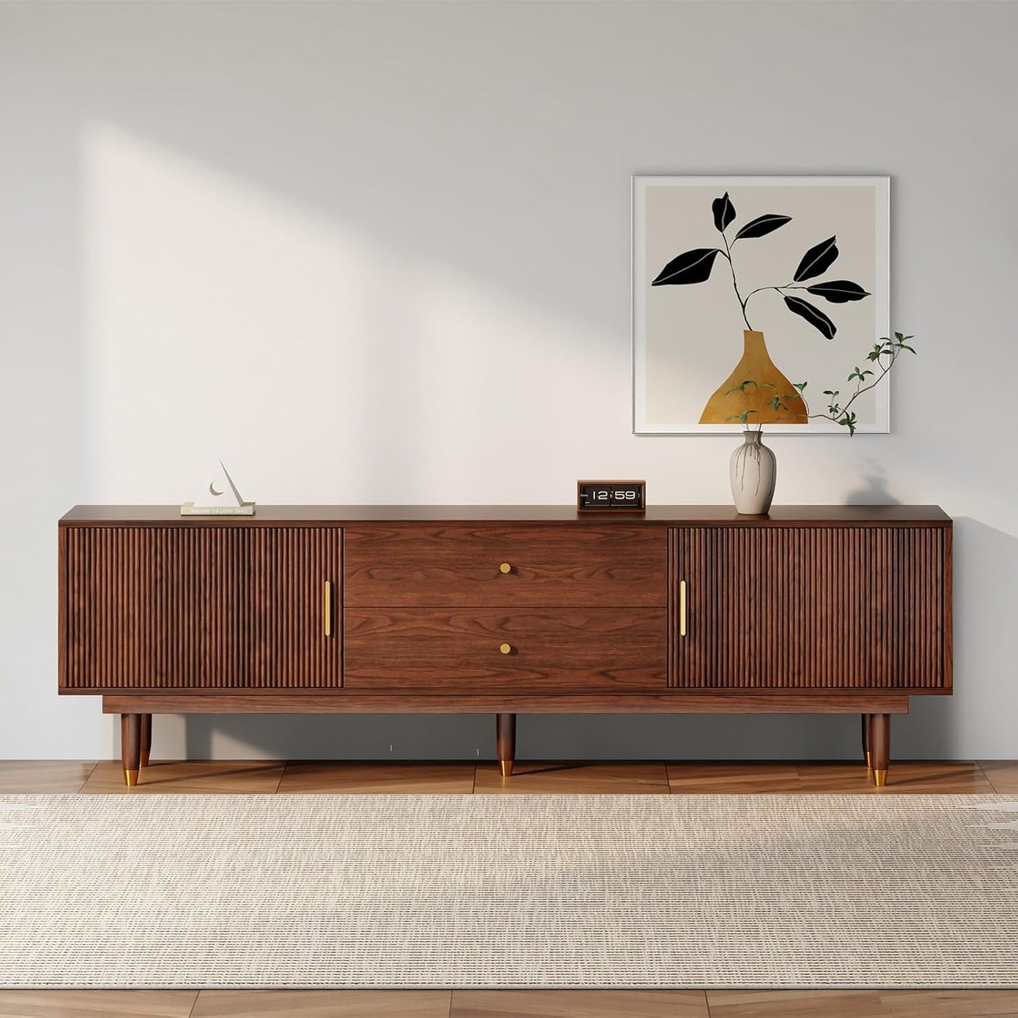 Stylish Walnut Media Stand for 50+ Inch TVs