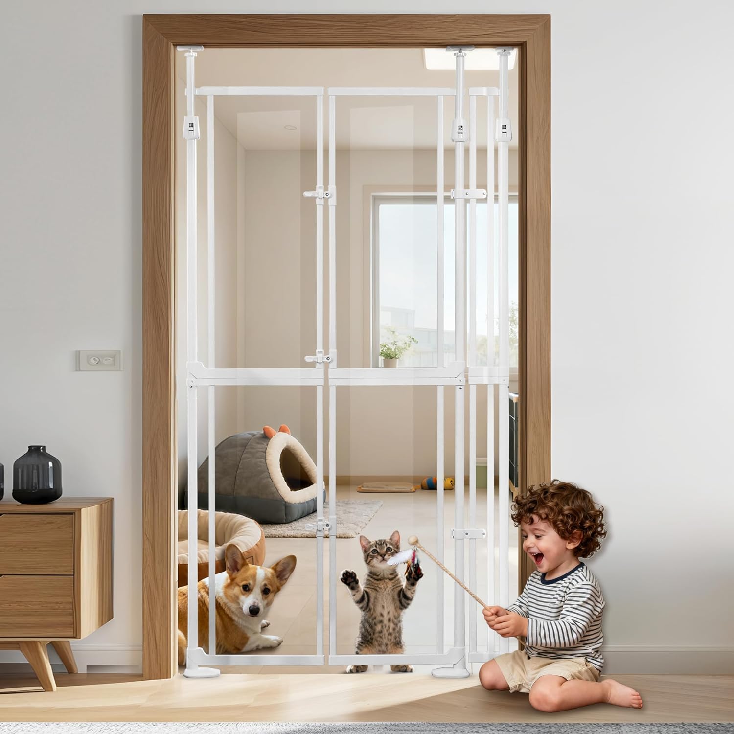 74 Inch Extra Tall Cat Gate for Doorways and Stairs Safety