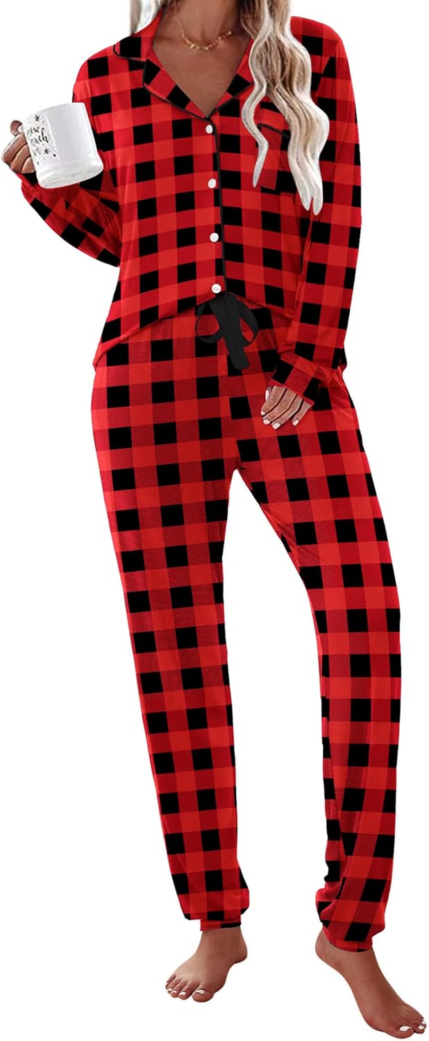 Ekouaer Pajamas Set Long Sleeve Sleepwear for Ultimate Comfort